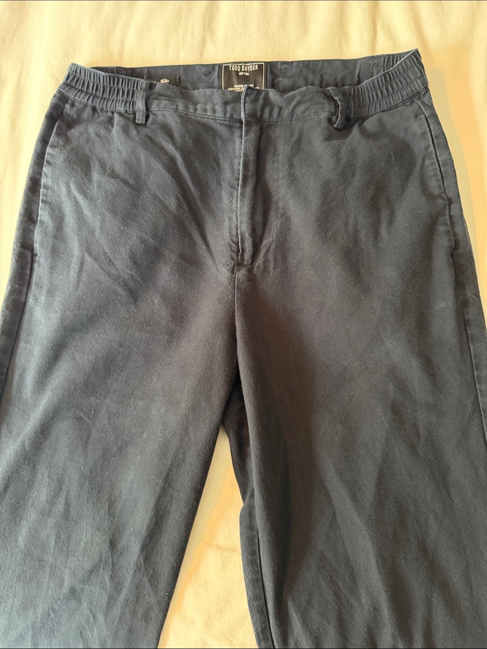 Todd Snyder Men's Dark Navy Elastic-Waist Chinos